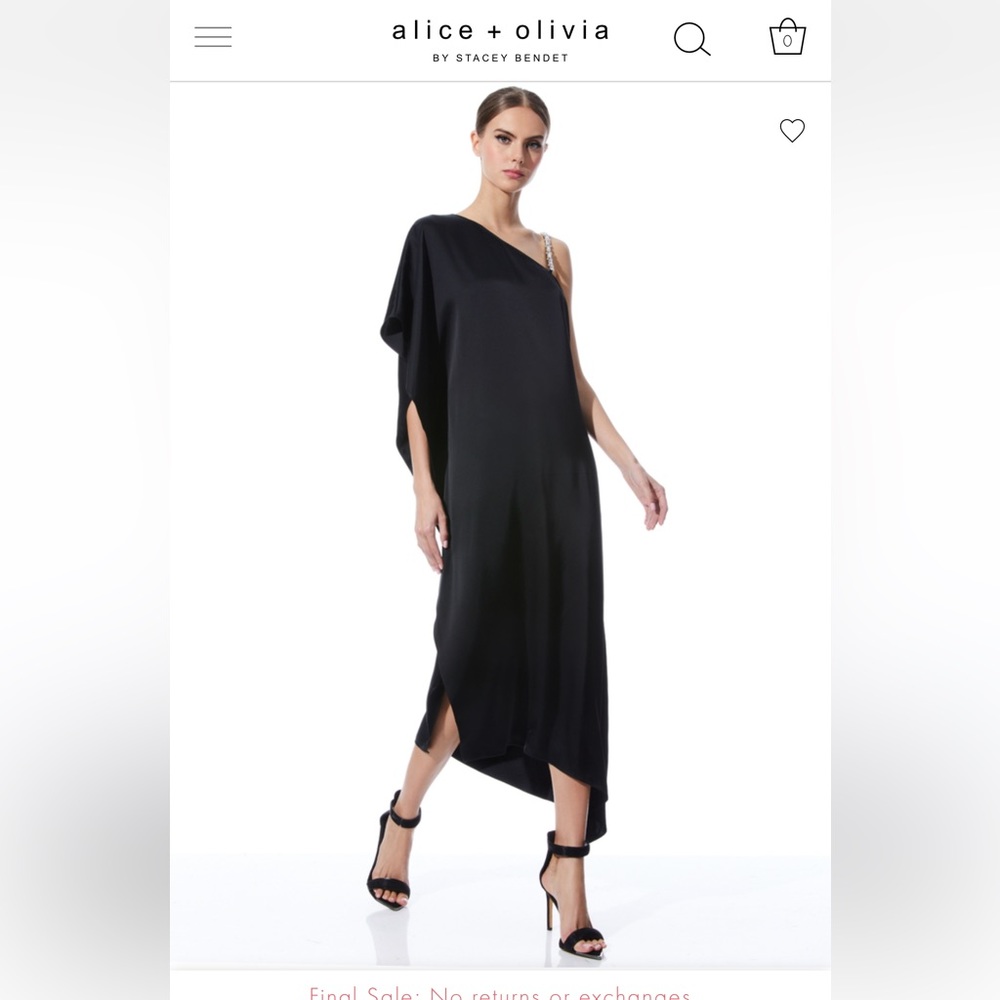 NWT BLACK CRYSTAL STRAP ASYMMETRICAL MAXI DRESS size 4